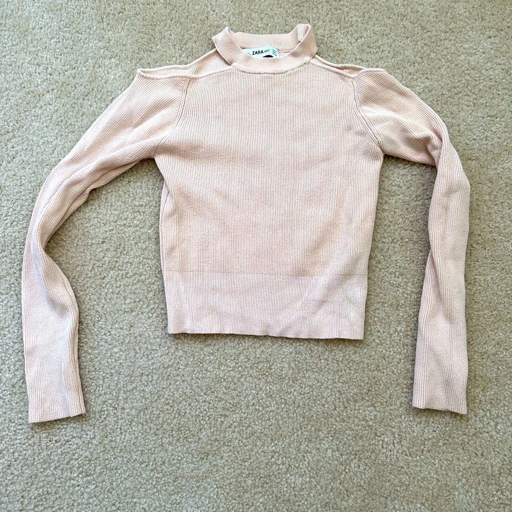 Zara crop sweater with open shoulder